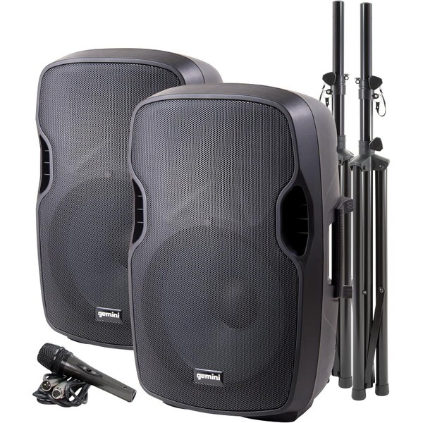 Main product image for Gemini PA-SYS15 Dual Speaker PA Package w/ Speaker Stands and Microphone235-182